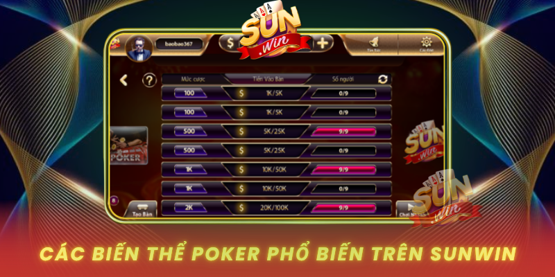 Cac Bien The Poker Pho Bien Tren Sunwin