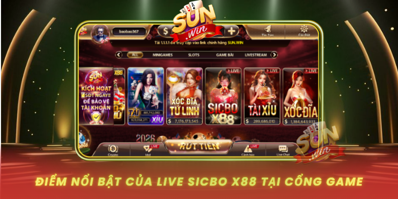 Diem Noi Bat Cua Live Sicbo X88 Tai Cong Game